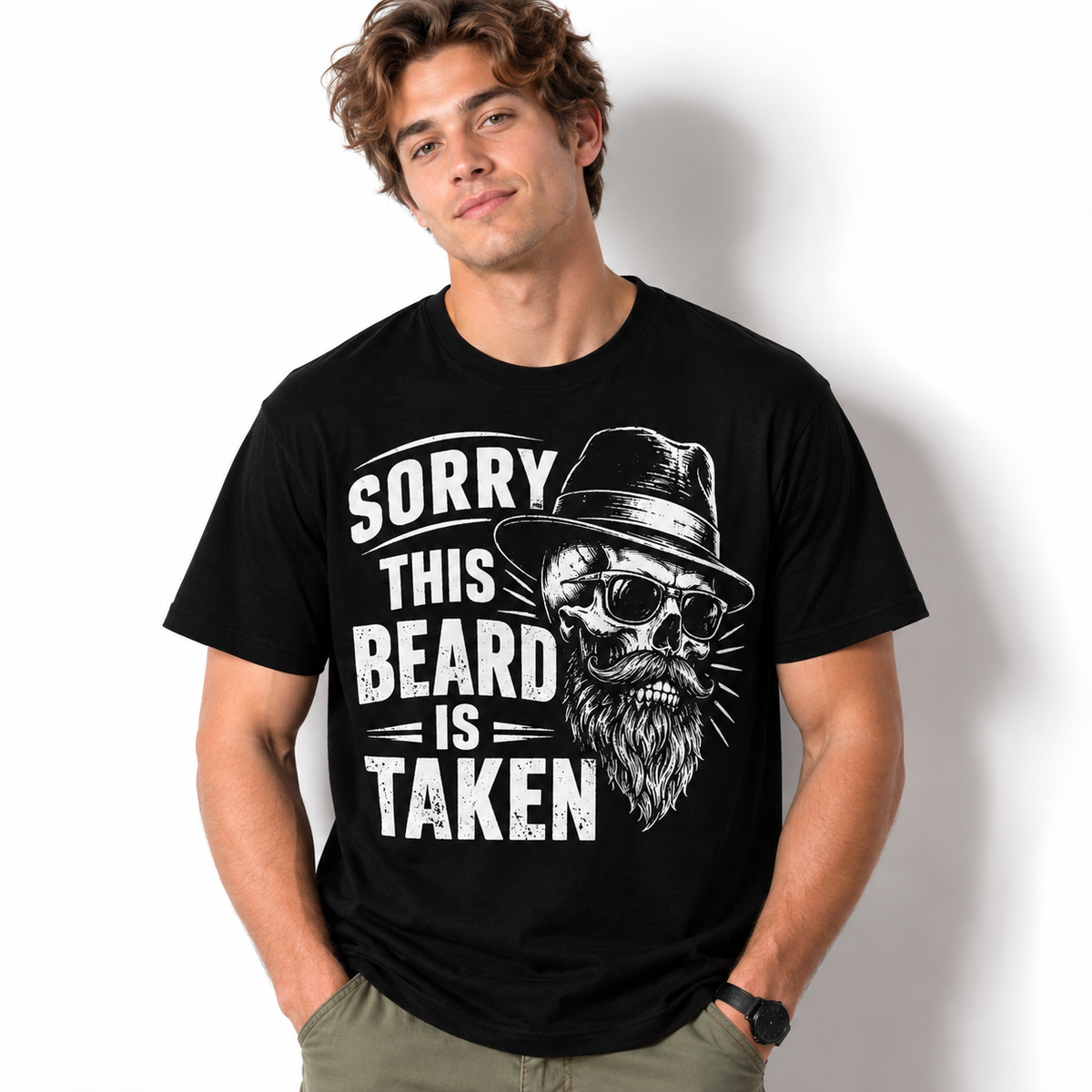 Sorry This Beard Is Taken Funny Bearded Skull Graphic Men's T-Shirt