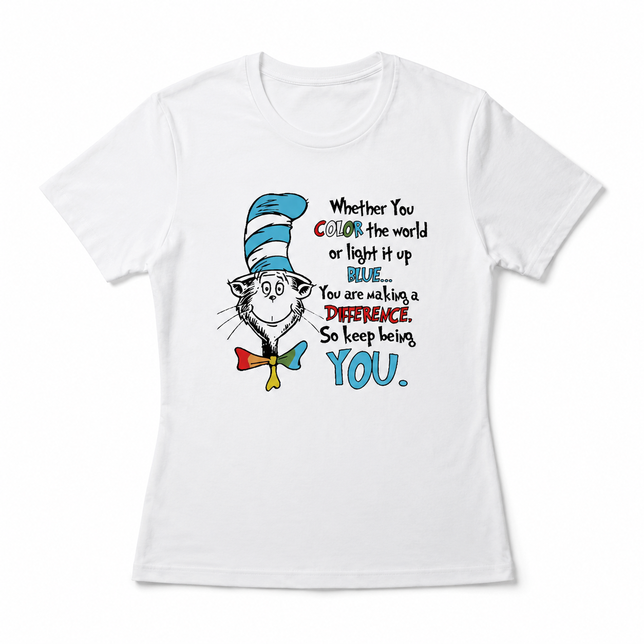 Women Teacher Appreciation Cat Graphic T-Shirt You Make A Difference Casual Tee