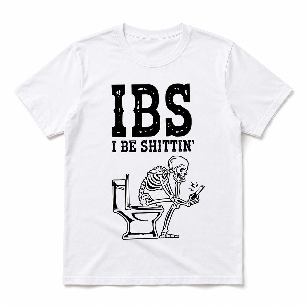 Funny IBS I Be Shittin Skeleton Toilet Meme Graphic T-Shirt for Men