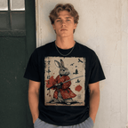 Samurai Rabbit Anime T-Shirt Japanese Retro Manga Graphic Streetwear Tee