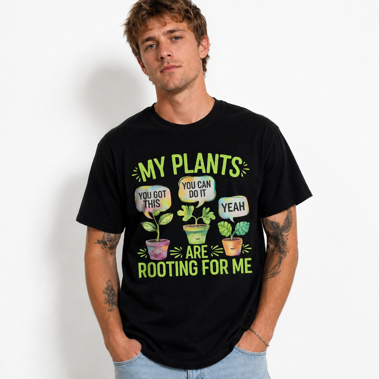 My Plants Are Rooting for Me Funny Plant Lover Men's Graphic T-Shirt