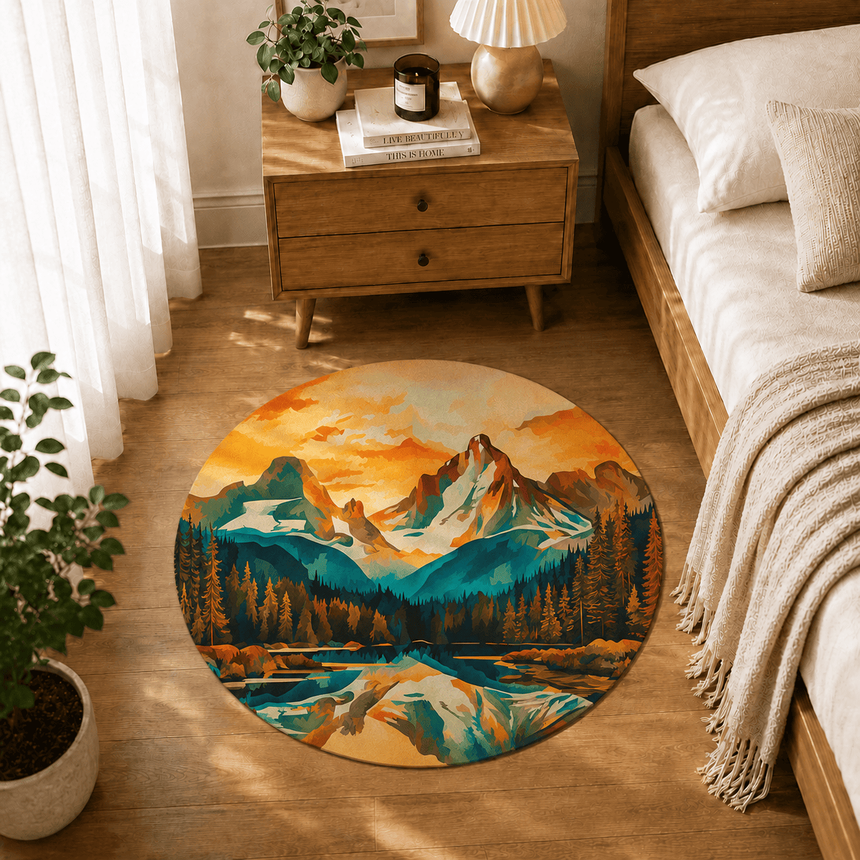 Mountain Sunset Door Mat Quick Dry Super Absorbent Non Slip Scenic Landscape