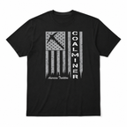 Coal Miner American Flag Graphic T-Shirt Patriotic Workwear Tee for Men