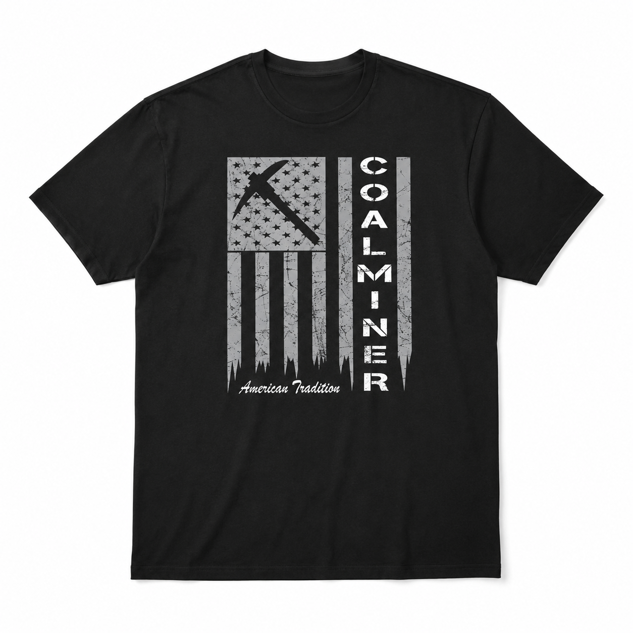 Coal Miner American Flag Graphic T-Shirt Patriotic Workwear Tee for Men