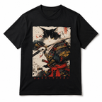 Samurai Cat Warrior T-Shirt Ukiyo Ink Japanese Art Graphic Streetwear Tee