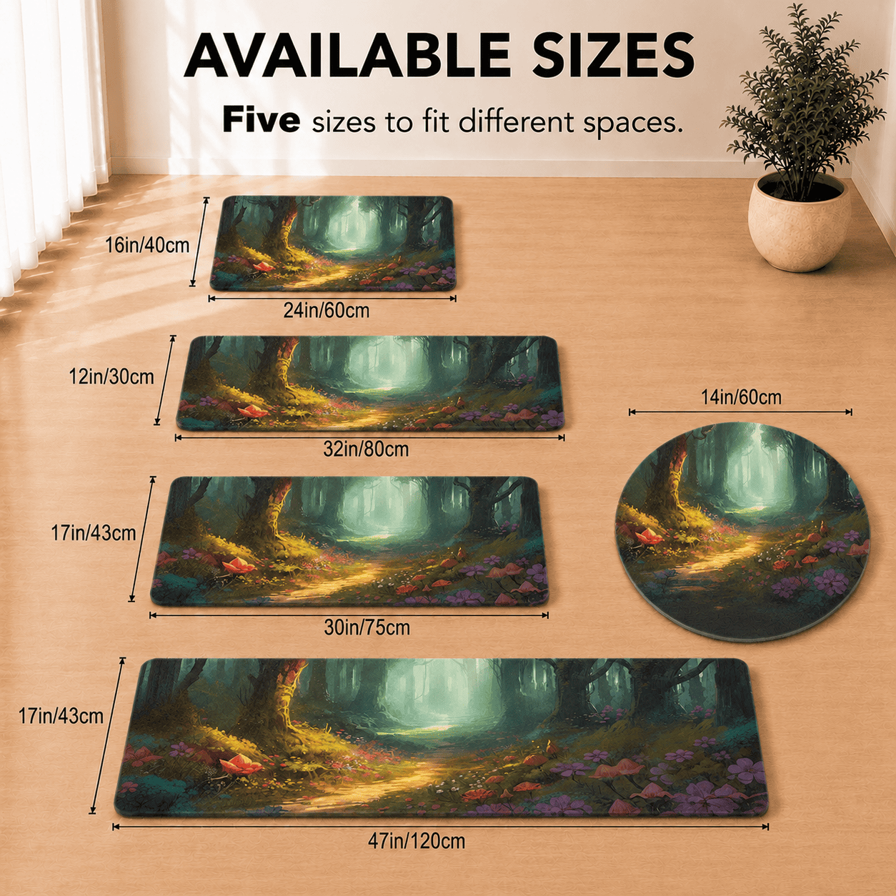 Enchanted Forest Door Mat Quick Dry Super Absorbent Non Slip Fairy Tale Decor