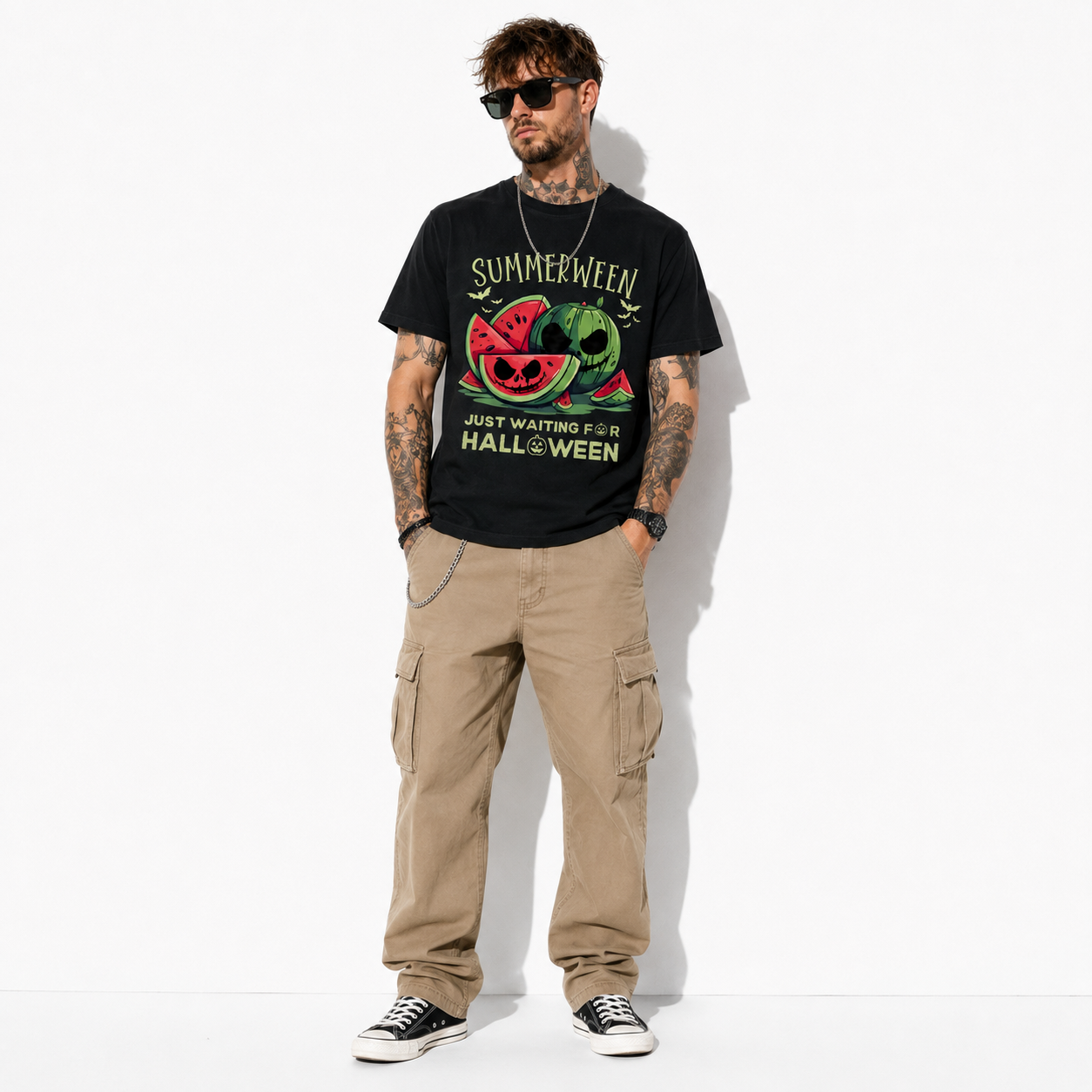 Summerween Watermelon Pumpkin Just Waiting for Halloween Men's T-Shirt