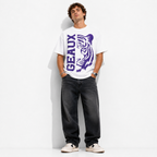 Purple Tiger Graphic T-Shirt Vintage Distressed Sports Fan Tee