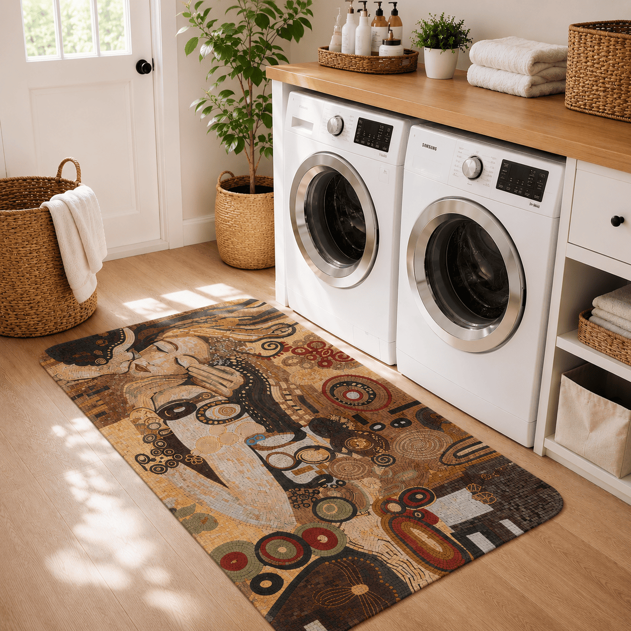 Klimt Inspired Bath Mat Quick Dry Super Absorbent Non Slip Art Nouveau Decor