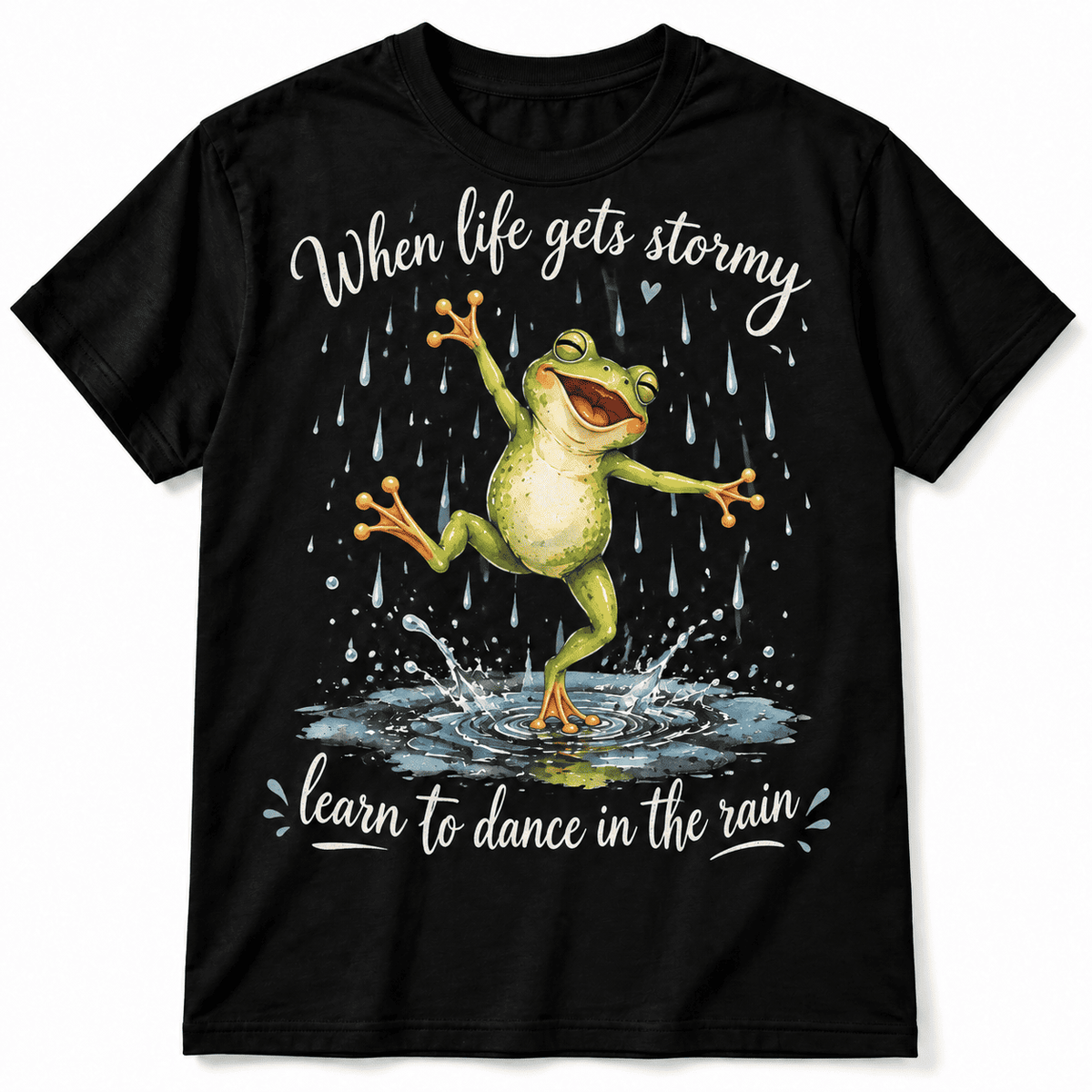 Dance in the Rain Funny Frog Inspirational Men's Graphic T-Shirt