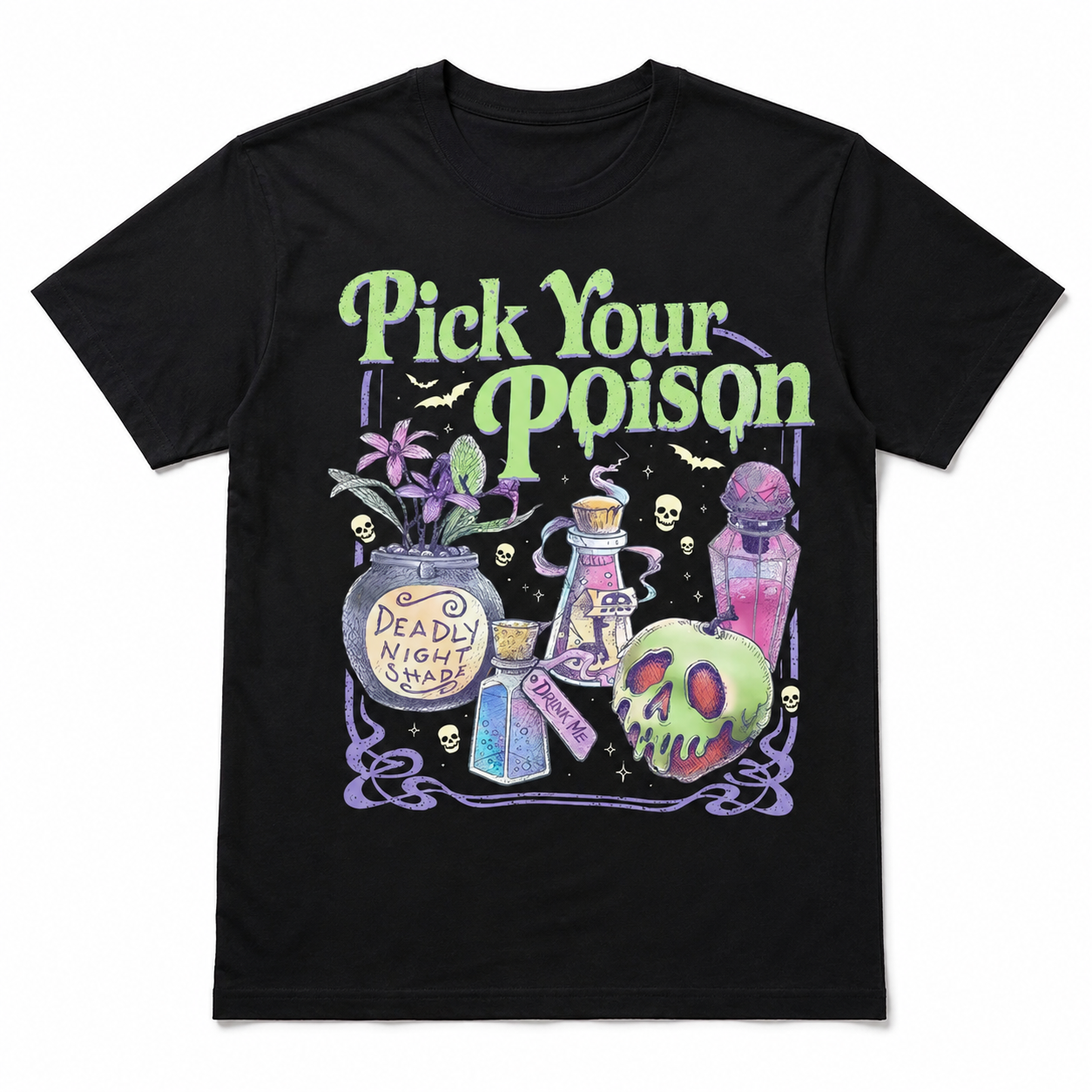 Pick Your Poison Witch Potion Spooky Gothic Halloween Graphic Men's T-Shirt