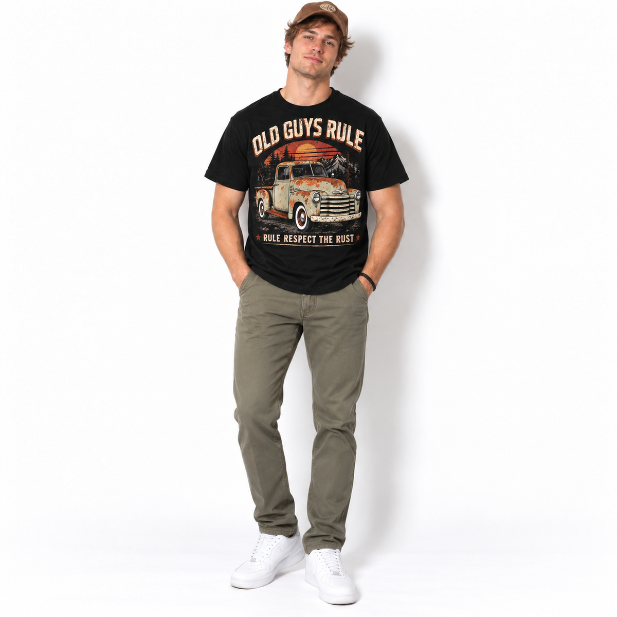 Old Guys Rule Respect the Rust Vintage Pickup Truck Men's T-Shirt