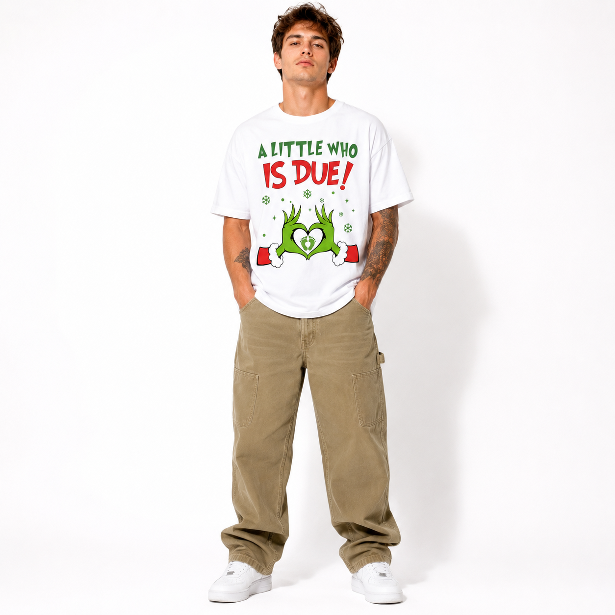 A Little Who Is Due Christmas Pregnancy Announcement Graphic Tee