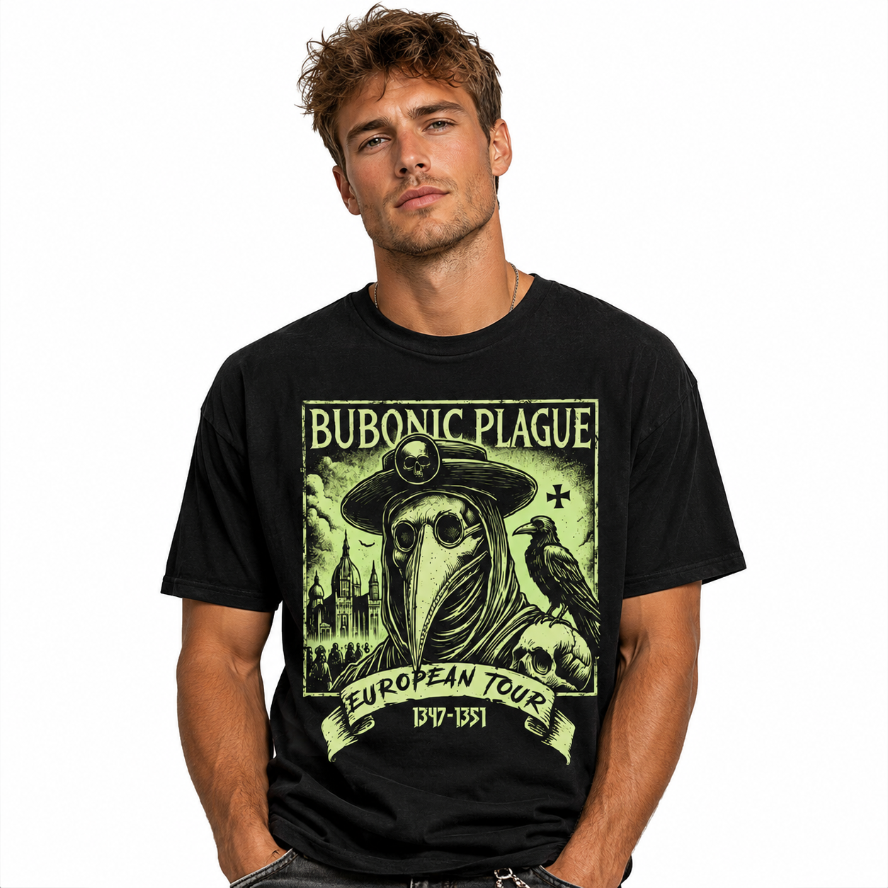 Bubonic Plague European Tour Plague Doctor Gothic History Men's T-Shirt