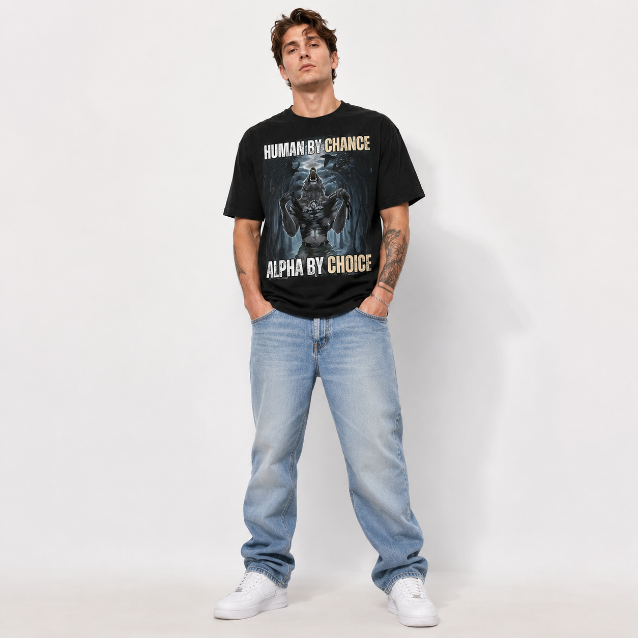 Alpha by Choice Wolf T-Shirt Men's Vintage Graphic Tee