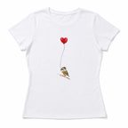 Women's Heart Bird Graphic T-Shirt Cute Nature Casual Summer Tee Top