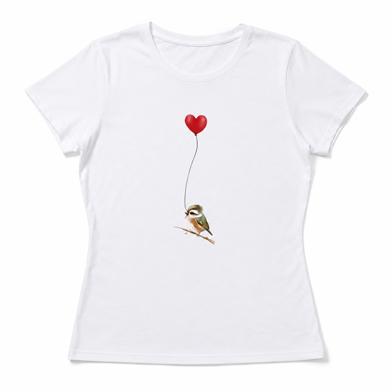 Women's Heart Bird Graphic T-Shirt Cute Nature Casual Summer Tee Top