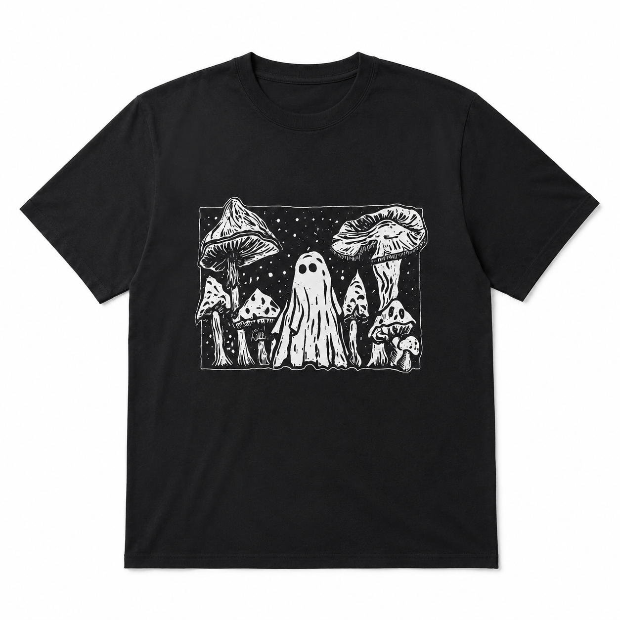 Cute Ghost Mushroom Forest Spooky Halloween Gothic Graphic Men's T-Shirt