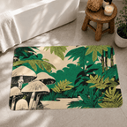 Botanical Mushroom Bath Mat Quick Dry Super Absorbent Non Slip Forest Design