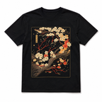 Japanese Woodblock Cherry Blossom Graphic T-Shirt Floral Art Tee