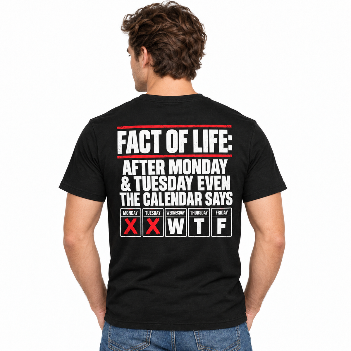 Funny WTF Calendar Fact of Life Graphic Men’s T-Shirt
