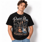 Praise Him With The Strings Christian Guitar Worship Men's T-Shirt