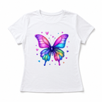 Women's Butterfly Heart Watercolor Graphic T-Shirt Colorful Summer Casual Tee