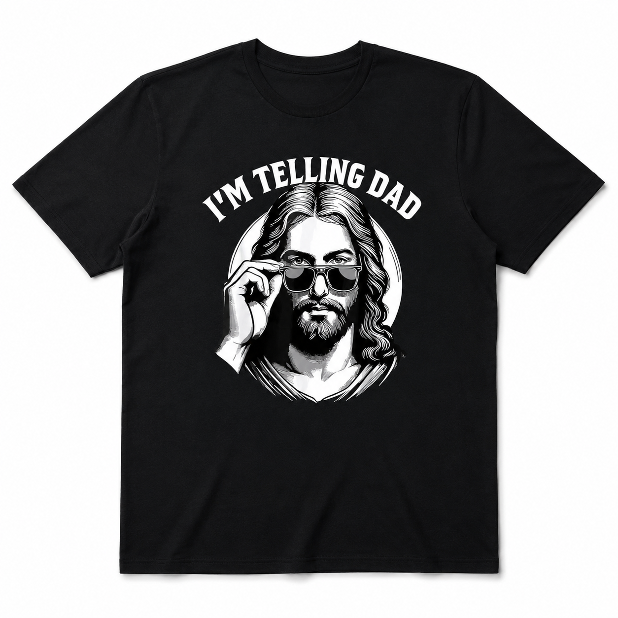 Funny I'm Telling Dad Jesus Christian Meme Graphic T-Shirt for Men