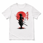 Samurai Warrior Red Sun Katana Graphic T-Shirt Japanese Fighter Tee