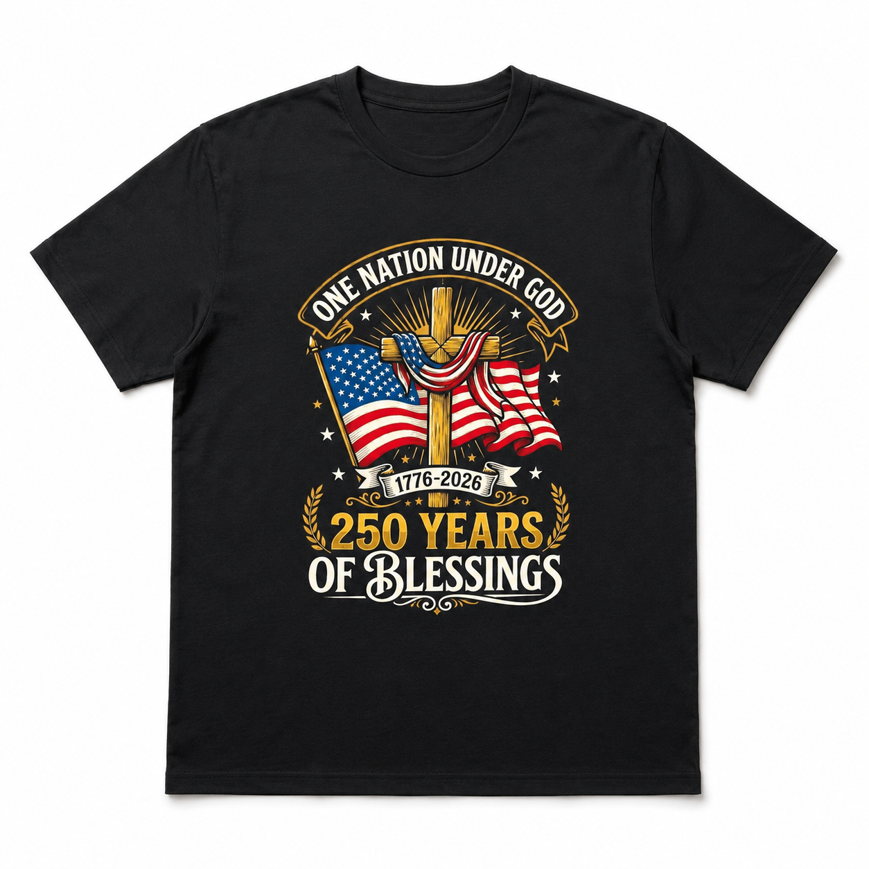 USA 250th Anniversary Christian God Freedom Flag 1776-2026 Men's T-Shirt