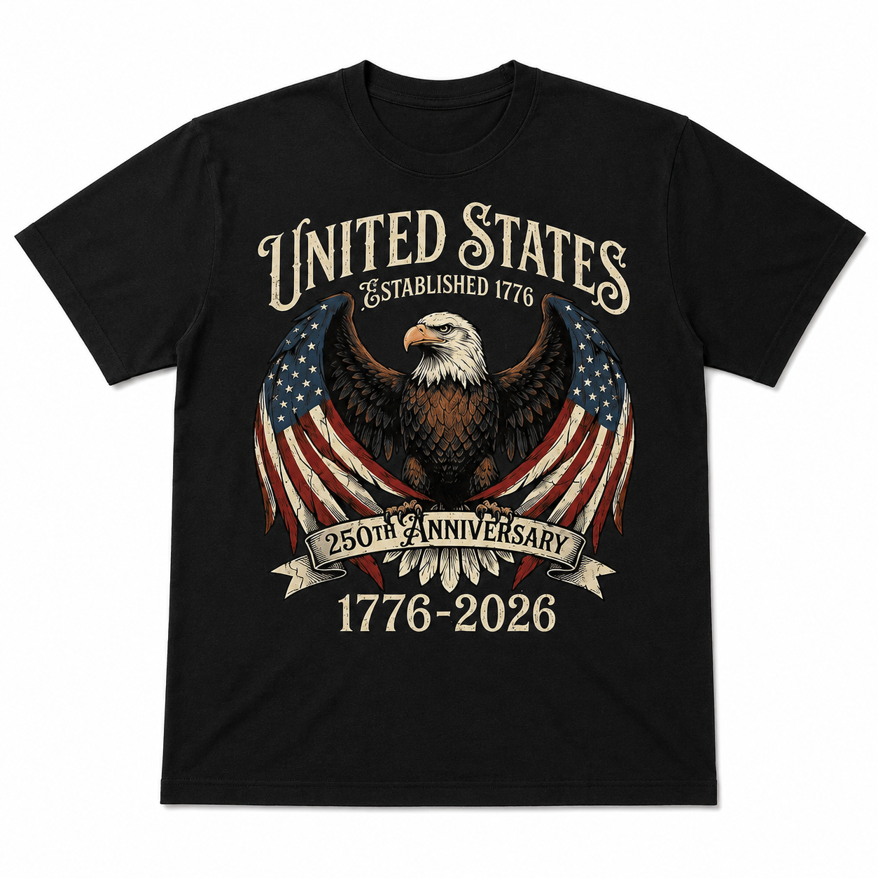 250 Years American Flag Bald Eagle USA 250th Anniversary Men's T-Shirt