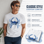 Blue Crab Coastal Graphic T-Shirt Ocean Seafood Beach Tee for Men