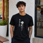 Japanese Rose Graphic T-Shirt Minimalist Kanji Aesthetic Unisex Tee