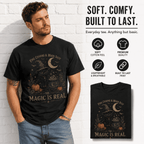 The Magic Is Real Black Cat Witch Halloween Gothic Graphic Men's T-Shirt