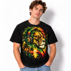 Reggae Lion Headphones Tropical Sunset Men's Graphic T-Shirt