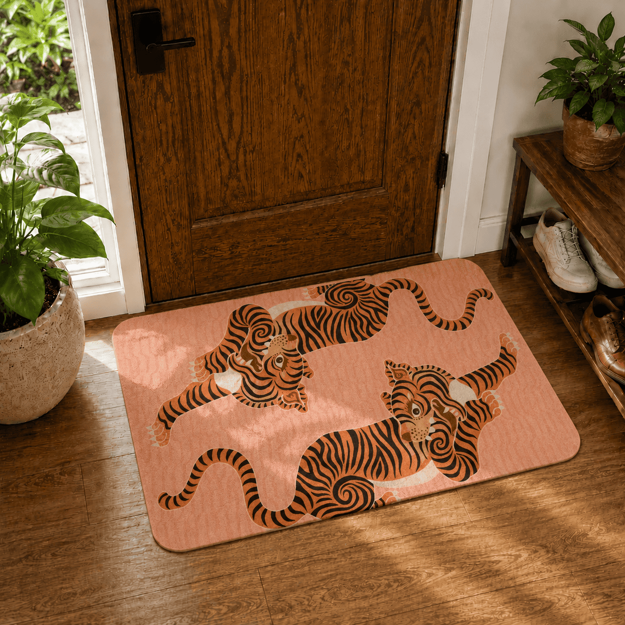 Tibetan Tiger Bath Rug Quick Dry Super Absorbent Non Slip Modern Animal Decor