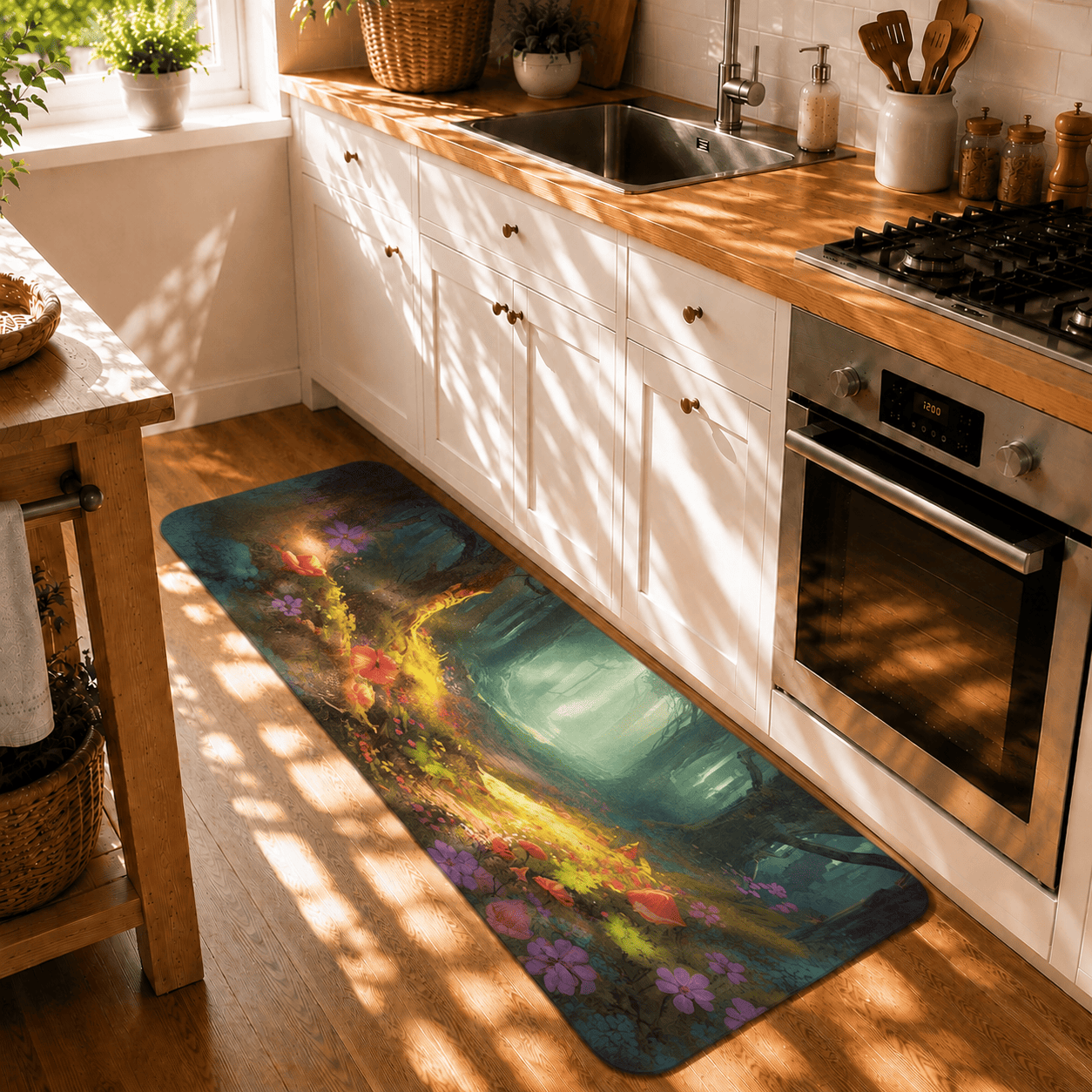 Enchanted Forest Door Mat Quick Dry Super Absorbent Non Slip Fairy Tale Decor
