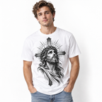 Jesus Crown of Thorns Cross Christian Faith Graphic Men's T-Shirt