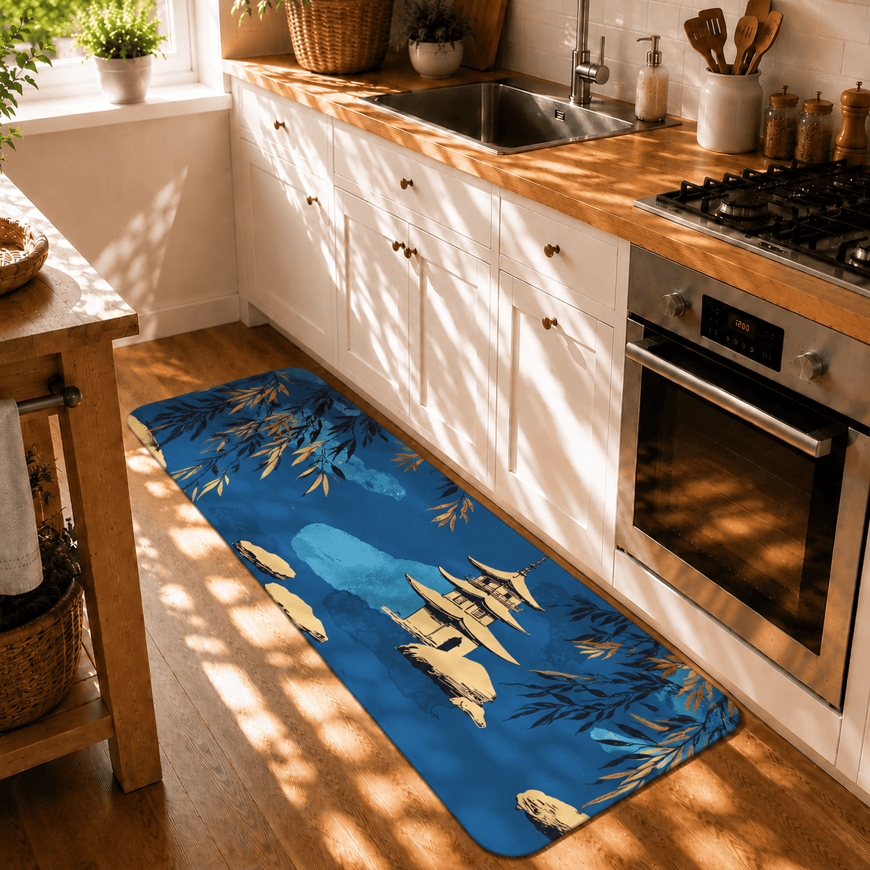 Japanese Pagoda Entryway Mat Quick Dry Super Absorbent Non Slip Zen Lakeside
