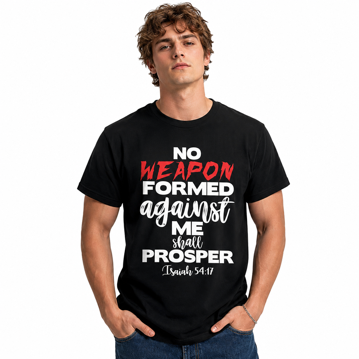 No Weapon Formed Against Me Shall Prosper Christian Faith Men's T-Shirt