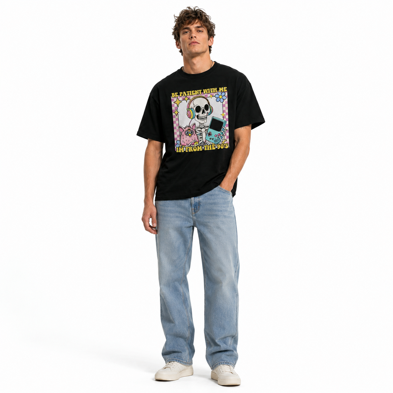 Be Patient With Me I'm From the 90s Funny Retro Skull Men's T-Shirt