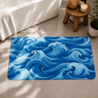 Ocean Waves Floor Mat Quick Dry Super Absorbent Non Slip Coastal Home Decor