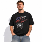 Bass Fish American Flag Fishing Graphic T Shirt Patriotic Angler Dad Gift