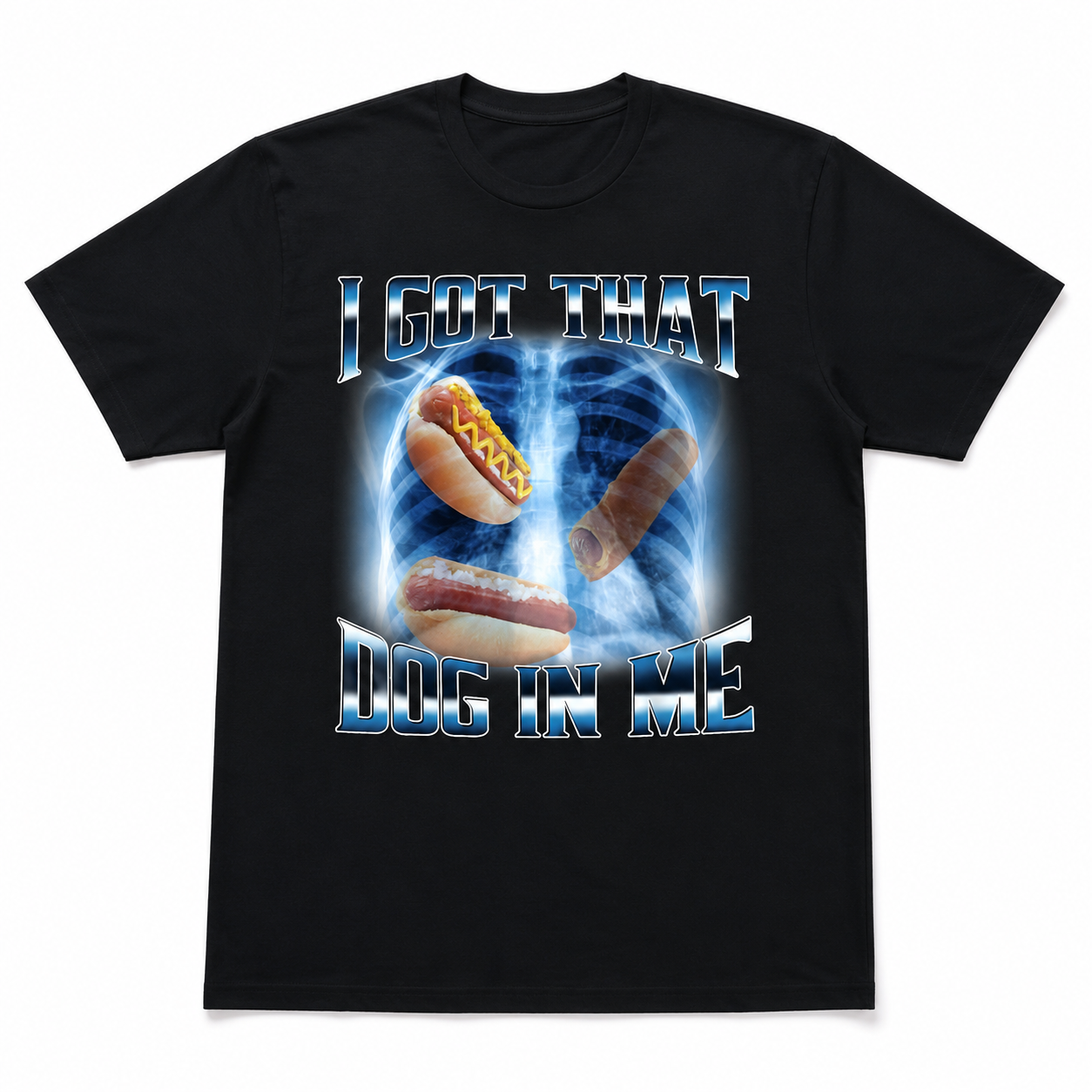 Funny I Got That Dog In Me X-Ray Hot Dog Meme Graphic T-Shirt for Men