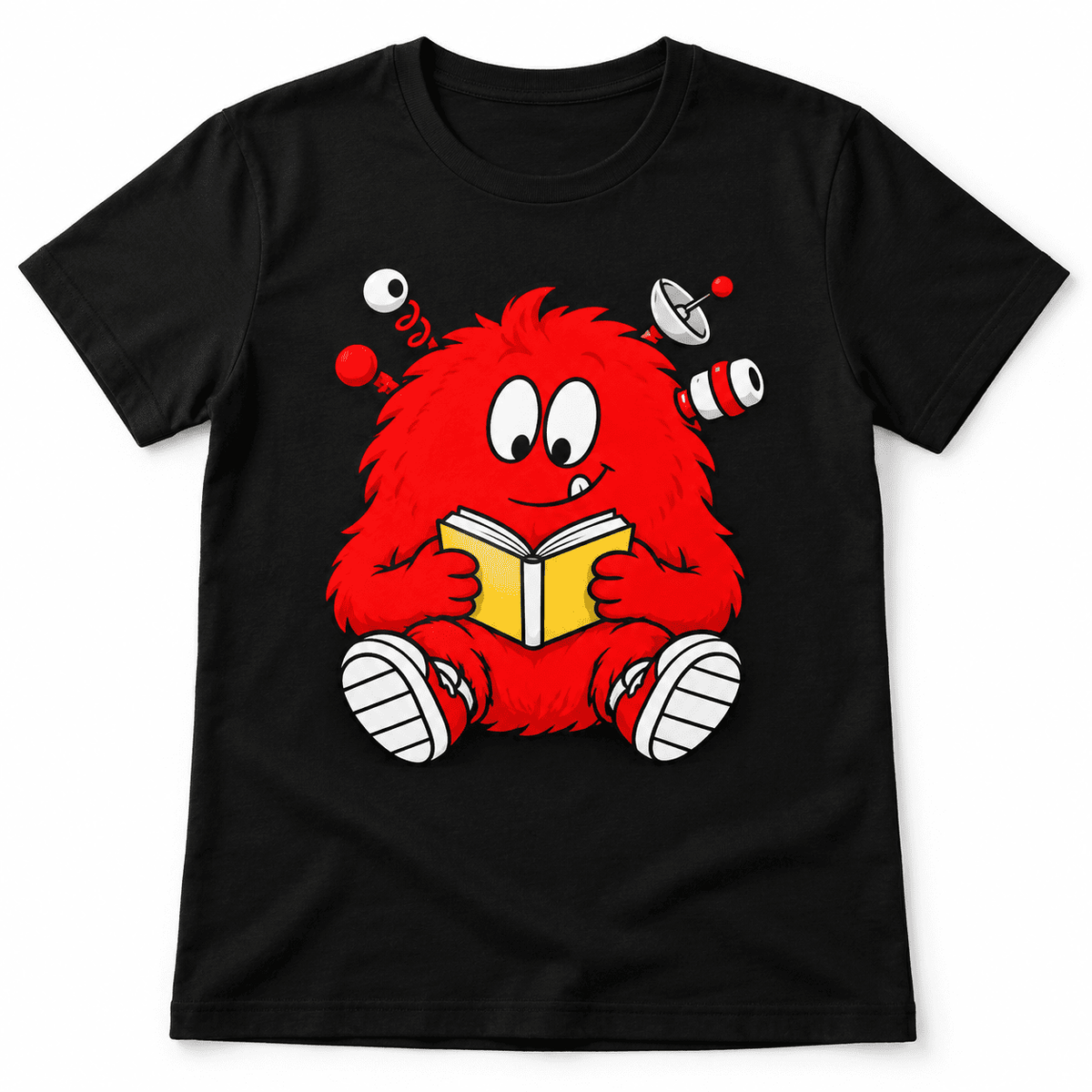 Cute Red Monster Reading Book Science Geek Men's Graphic T-Shirt