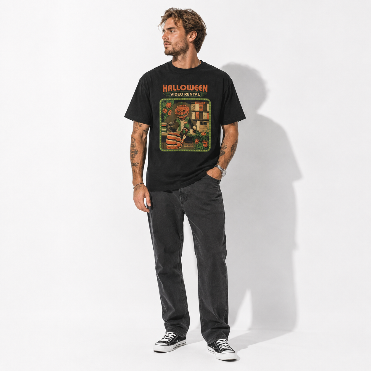 Halloween Video Rental Retro Horror Monster Spooky Vintage Graphic Men's T-Shirt