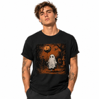 Vintage Ghost Pumpkin Balloon Graveyard Spooky Halloween Graphic Men's T-Shirt