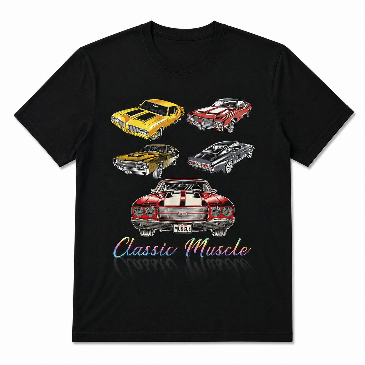 Classic Muscle Cars T-Shirt Vintage American Muscle Car Graphic Tee