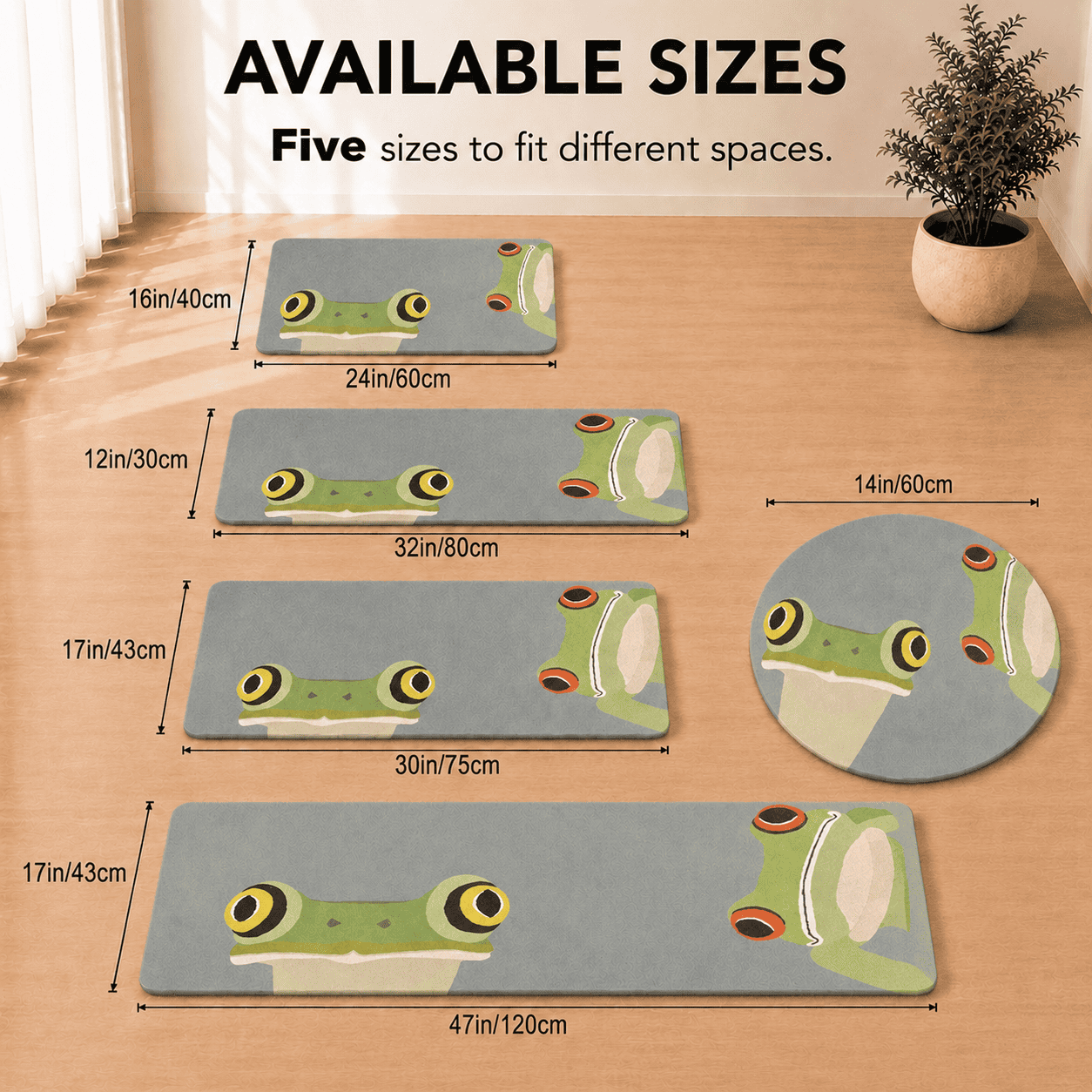 Funny Frogs Door Mat Quick Dry Super Absorbent Non Slip Whimsical Animal Decor