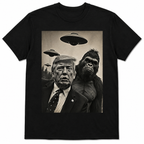 Funny UFO Gorilla Political Satire Graphic T-Shirt Men’s Vintage Tee
